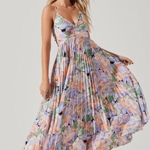 BLYTHE FLORAL PLISSE MIDI DRESS - Size M - LIKE NEW